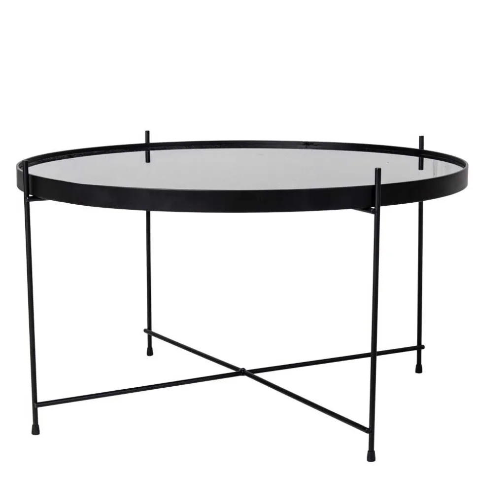 Schwarzer Glas Wohnzimmertisch in Rund 70 cm - Chroma