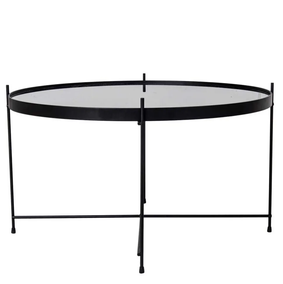 Schwarzer Glas Wohnzimmertisch in Rund 70 cm - Chroma