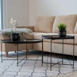 Schwarzer Glas Wohnzimmertisch in Rund 70 cm - Chroma