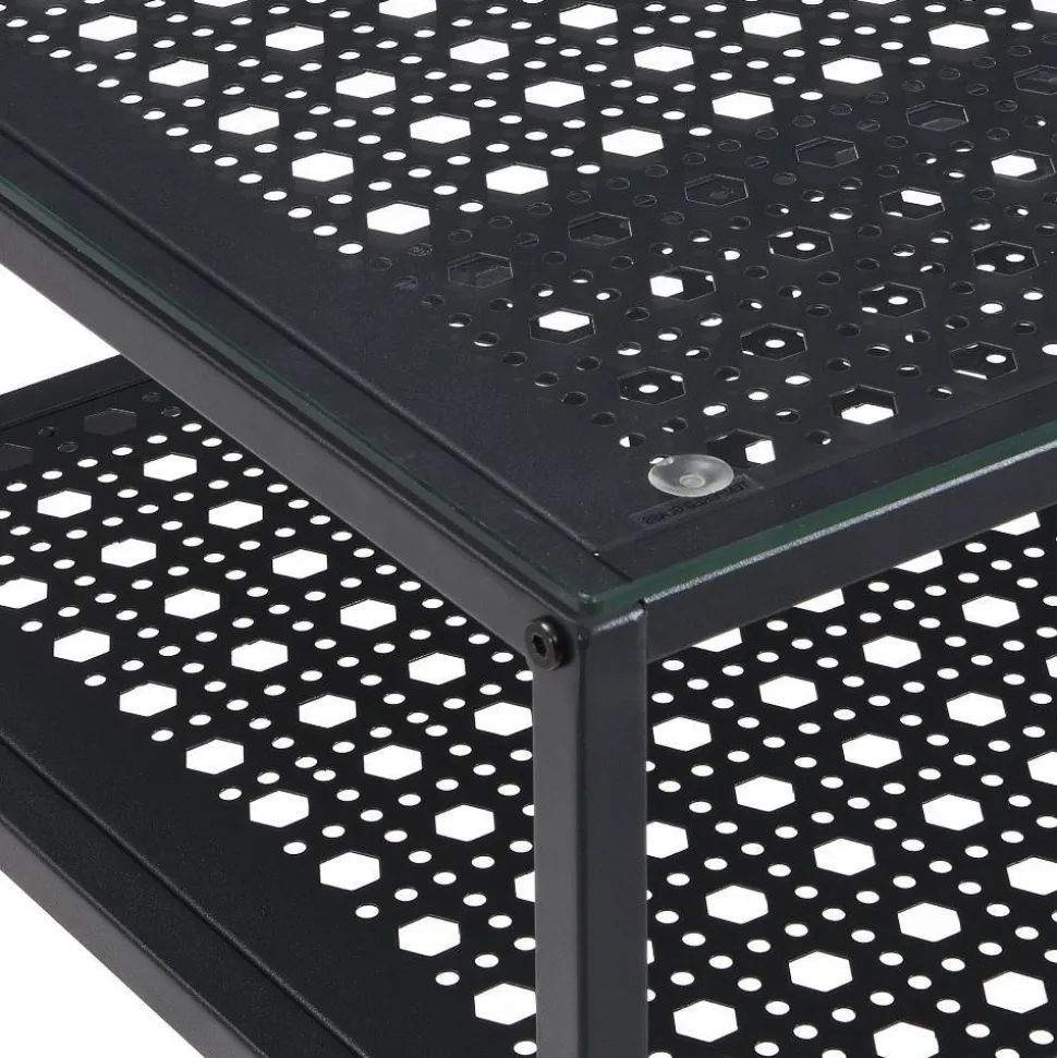 Schwarzer Konsolentisch mit Glasplatte - Panfreda