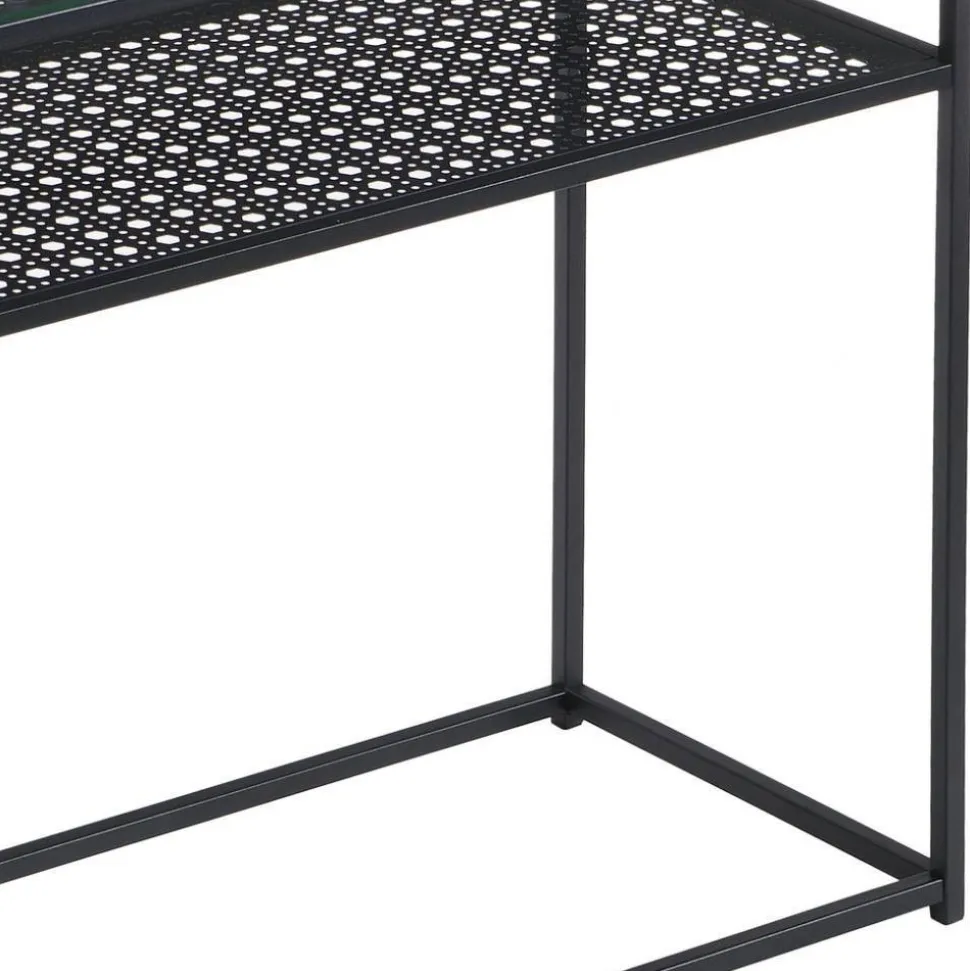 Schwarzer Konsolentisch mit Glasplatte - Panfreda