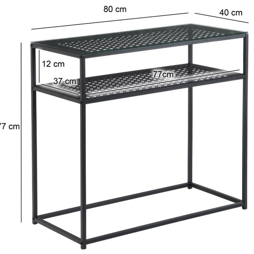 Schwarzer Konsolentisch mit Glasplatte - Panfreda