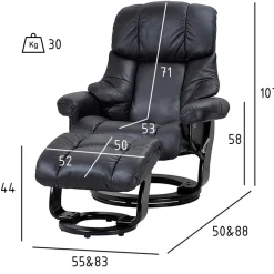 Schwarzer Relaxsessel mit Fußablage - Nautygo (zweiteilig)
