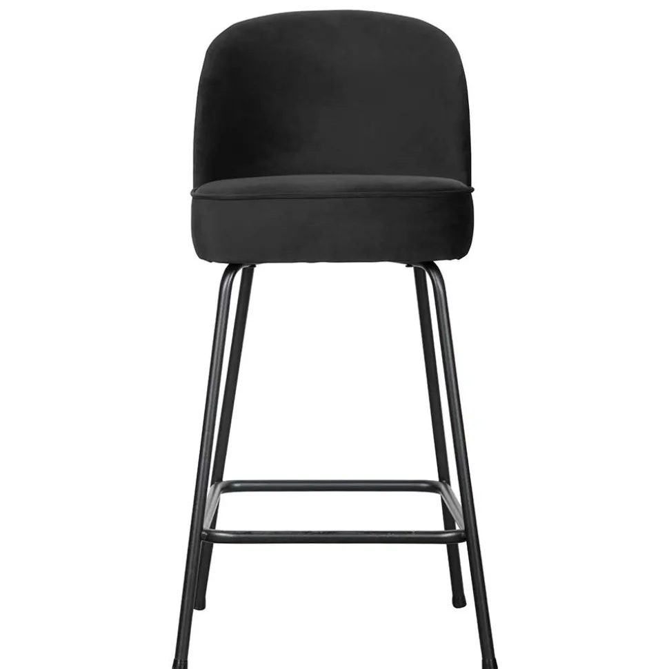 Schwarzer Retro Samt Barstuhl in zwei Höhen - Abelless