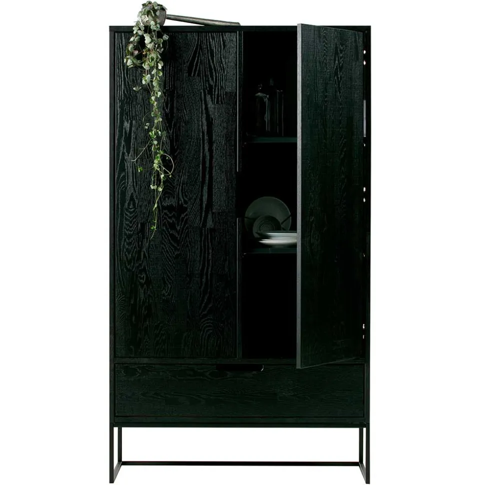 Schwarzer Schrank aus Holz & Metall - Almery