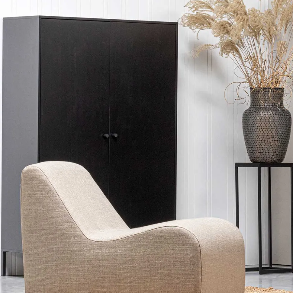 Schwarzer Schrank mit Doppeltür - 100x155x40 - Burgossi