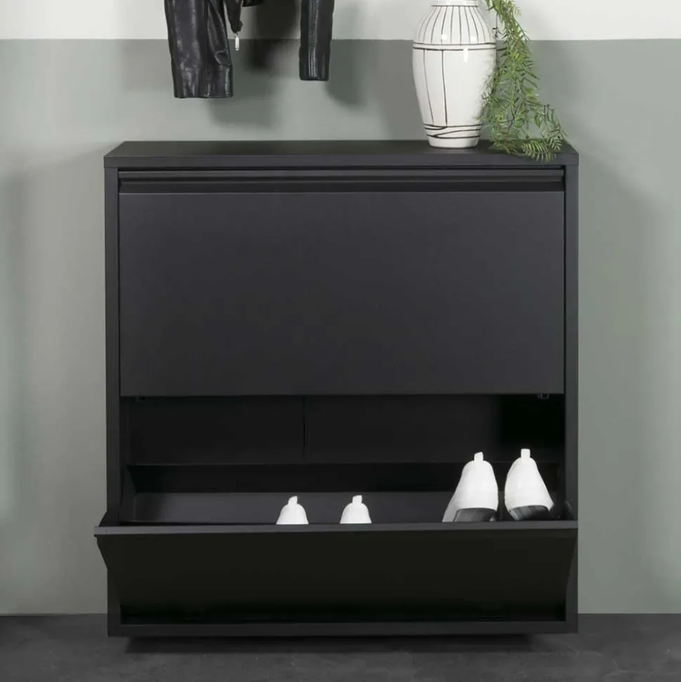 Schwarzer Schuhschrank aus Stahl - Silo