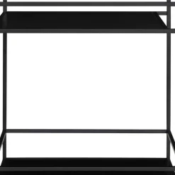 Schwarzer Teewagen auf Metallrollen - Kalinca