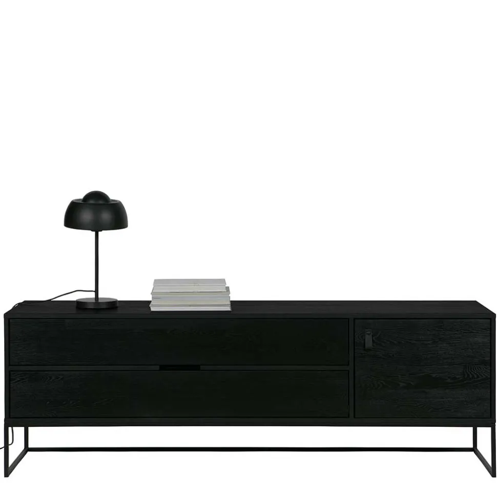 Schwarzer TV Unterschrank mit zwei Schubladen - Almery