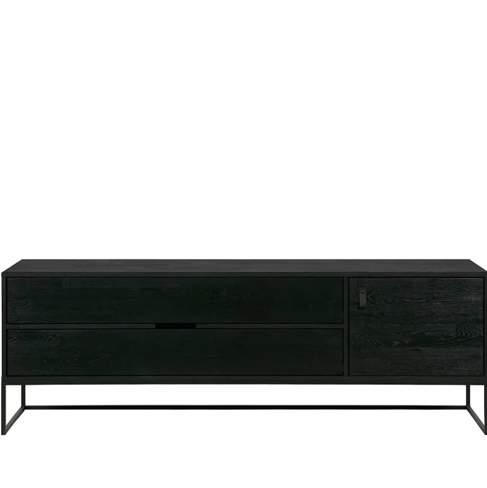 Schwarzer TV Unterschrank mit zwei Schubladen - Almery