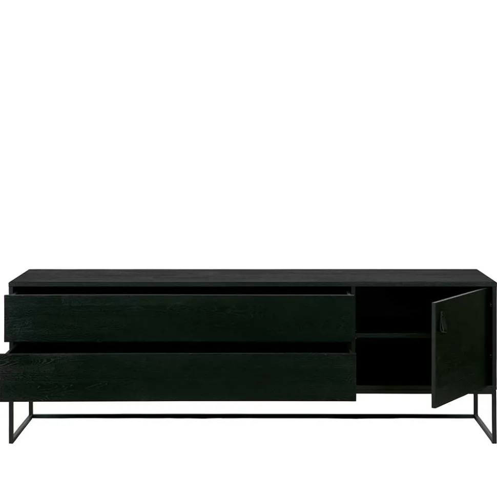 Schwarzer TV Unterschrank mit zwei Schubladen - Almery