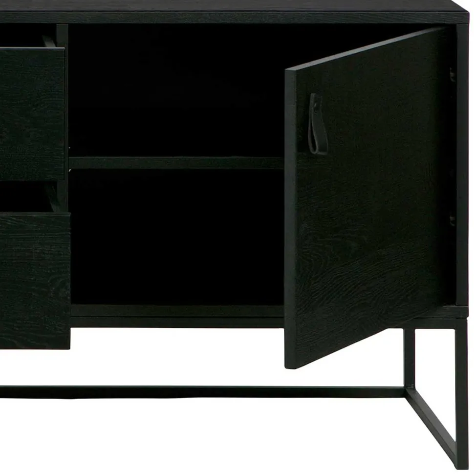 Schwarzer TV Unterschrank mit zwei Schubladen - Almery