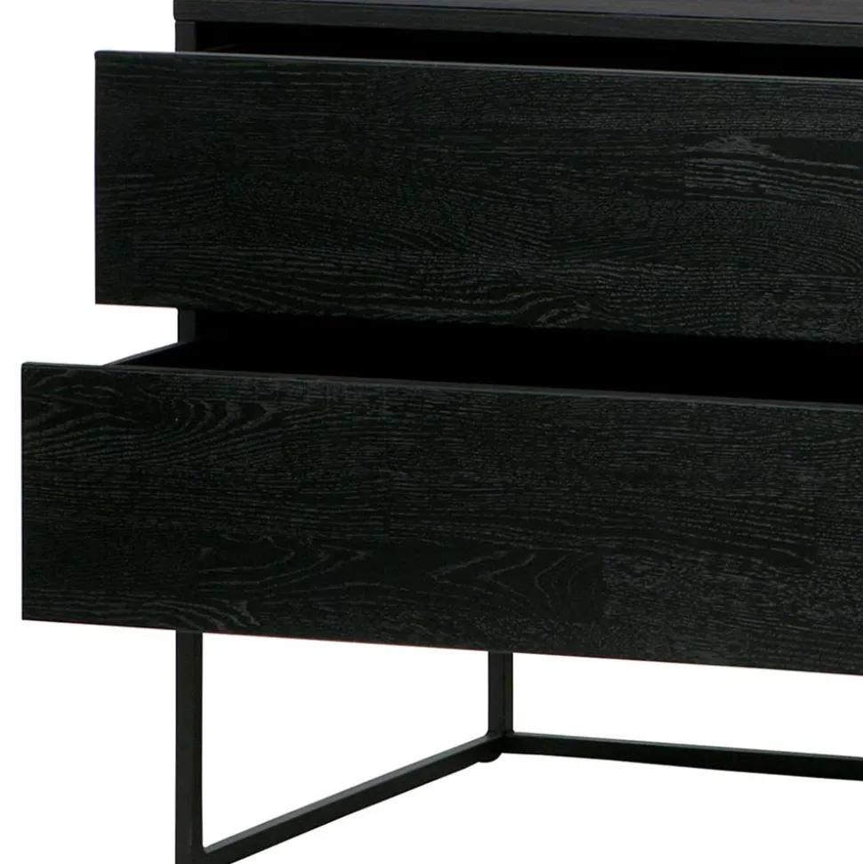 Schwarzer TV Unterschrank mit zwei Schubladen - Almery