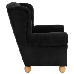 Schwarzer Velours Sessel mit Ohren - Bravassa