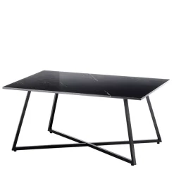 Schwarzer Wohnzimmer Sofatisch mit Marmorplatte - Anyala