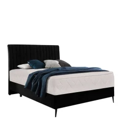 Schwarzes Boxspringbett mit Stoffbezug - Mexa
