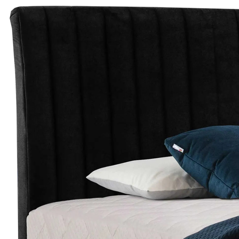 Schwarzes Boxspringbett mit Stoffbezug - Mexa