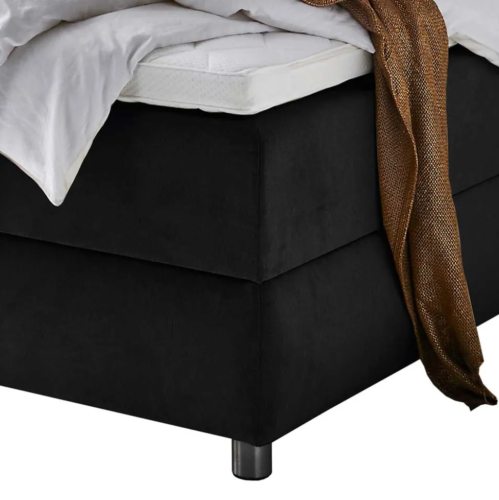 Schwarzes Boxspringbett mit Bettkasten - Luya
