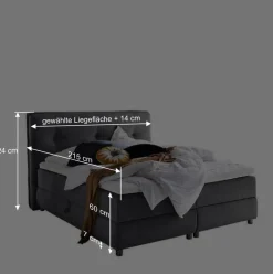 Schwarzes Boxspringbett mit Bettkasten - Luya