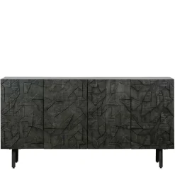 Schwarzes Sideboard mit Schnitzereien Front - Eiken