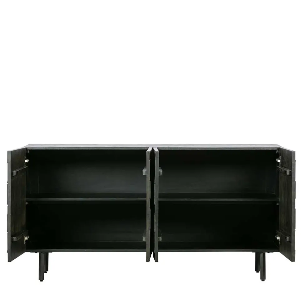 Schwarzes Sideboard mit Schnitzereien Front - Eiken