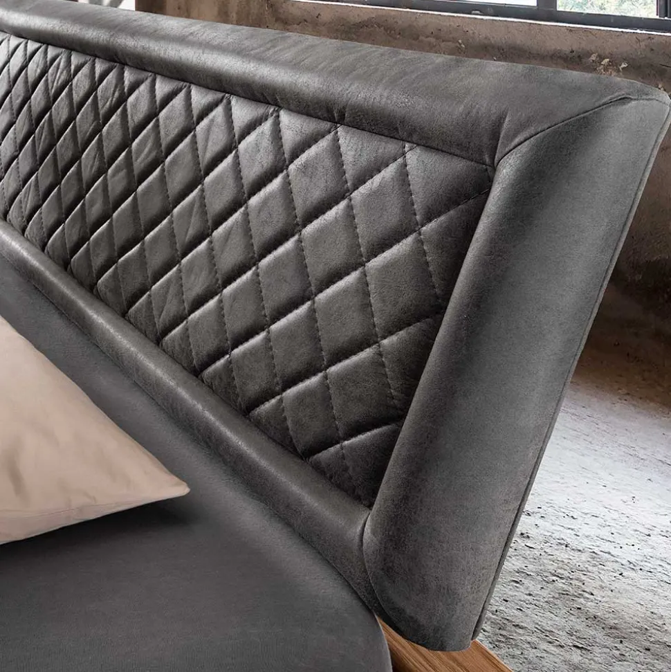 Schwebebett mit Leder-Kopfteil - Emjan