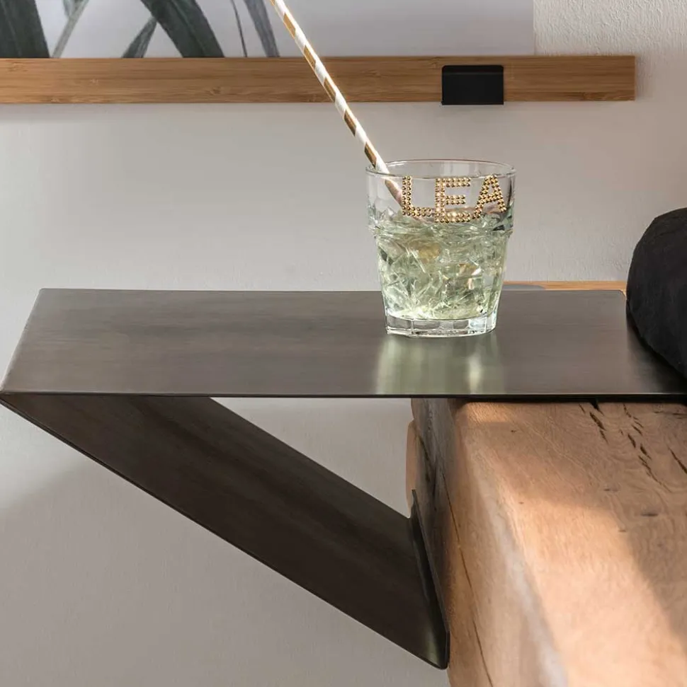 Schwebebett mit Leder-Kopfteil - Emjan