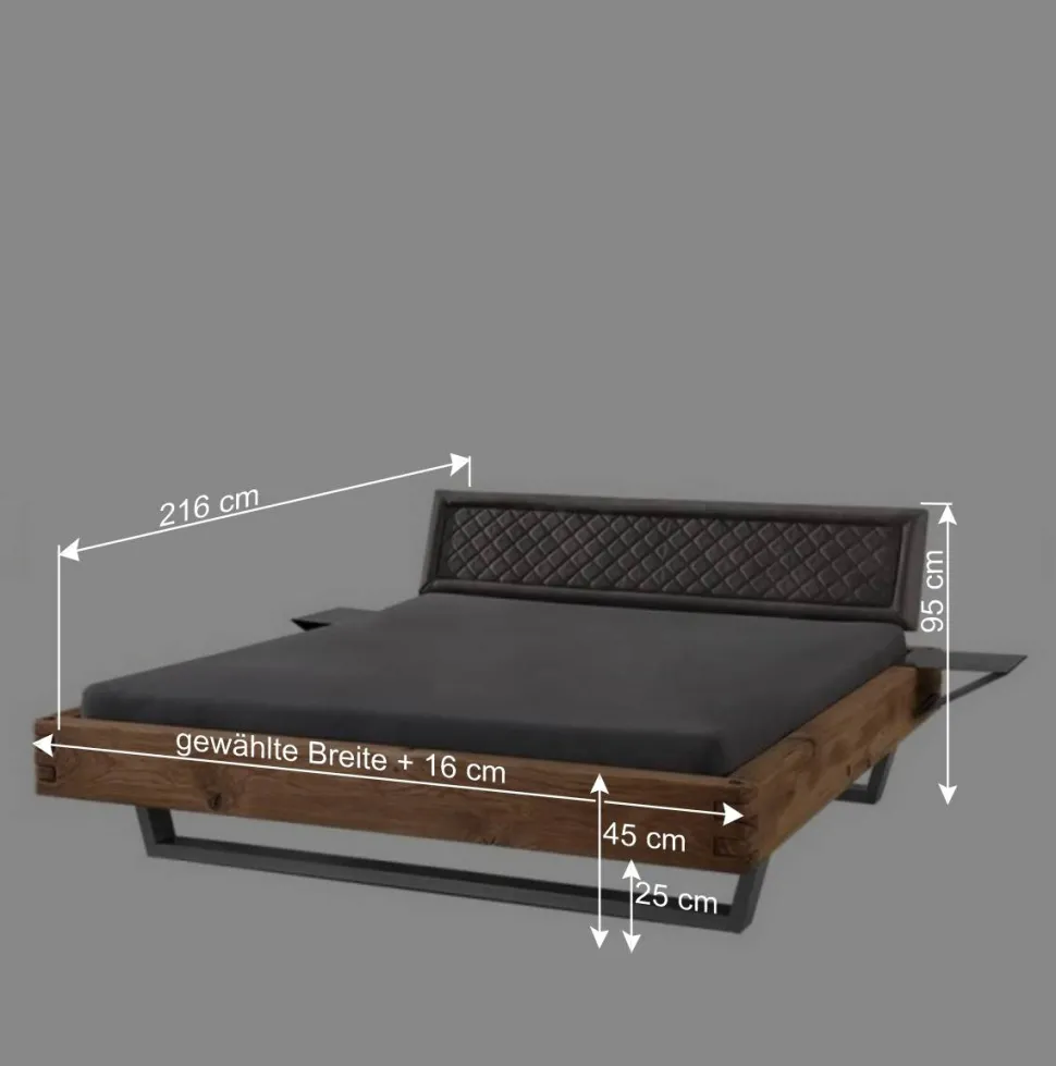 Schwebebett mit Leder-Kopfteil - Emjan