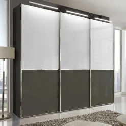 Schwebetüren Kleiderschrank in Braun & Weiß - Genre