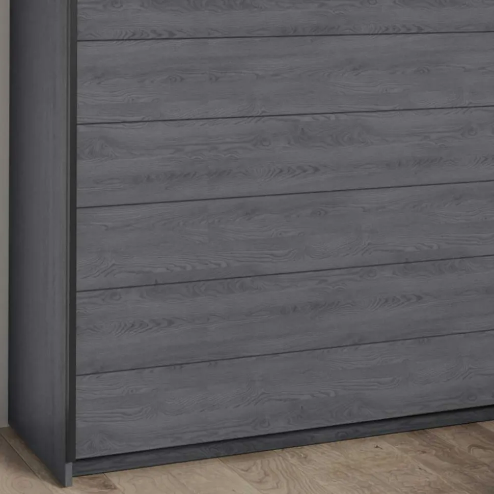 Schwebetüren-Kleiderschrank in Eiche Grau - Carika