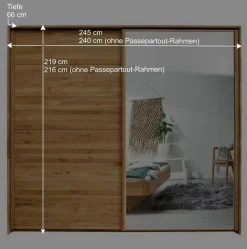 Schwebetürenschrank aus Wildeiche mit Spiegel - Divnoi