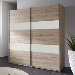 Schwebetürenschrank in Eiche San Remo & Weiß - Binokaranka