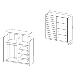 Schwebetürenschrank in Holzoptik Eiche Dunkel - Ceusenia