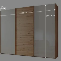Schwebetürenschrank in Kernbuche & Beige - Krofun