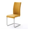 Schwingstuhl in Curry Gelb Kunstleder Ericova mit Edelstahl Gestell (4er Set)