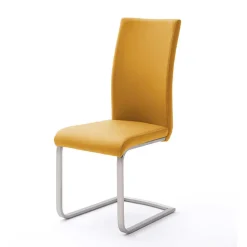 Schwingstuhl in Curry Gelb Kunstleder Ericova mit Edelstahl Gestell (4er Set)