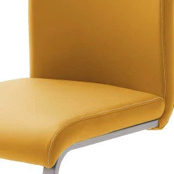 Schwingstuhl in Curry Gelb Kunstleder Ericova mit Edelstahl Gestell (4er Set)