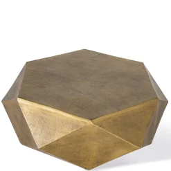 Sechseckiger Couchtisch aus Alu Guss in Gold - Geniale