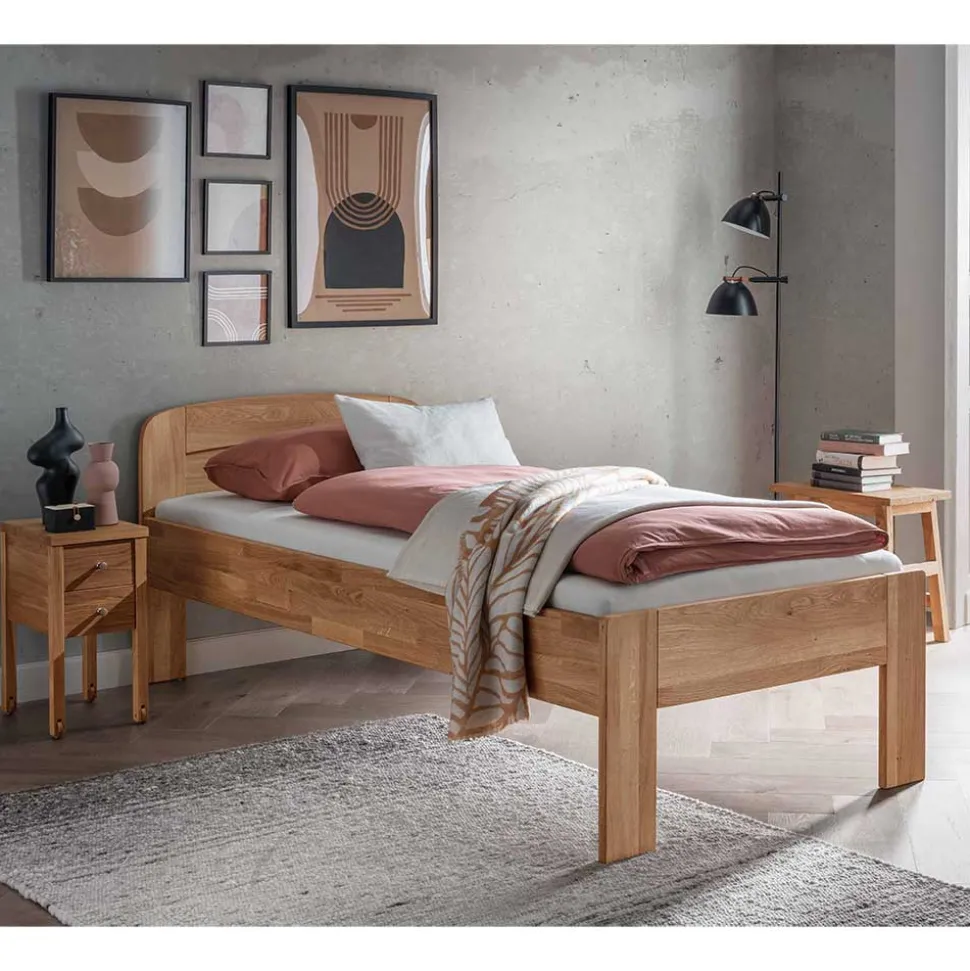 Senioren-Einzelbett aus Wildeiche Massivholz - Issiaco