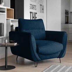Sessel aus Webstoff in Dunkelblau - Berenice