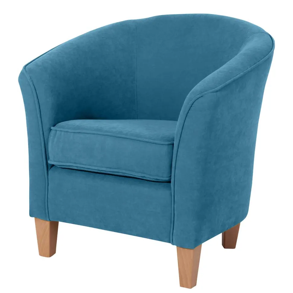 Sessel in Petrol Blau und Buche Natur - Kusmana