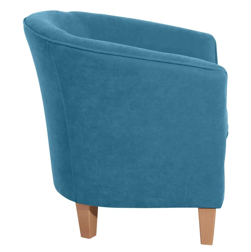 Sessel in Petrol Blau und Buche Natur - Kusmana