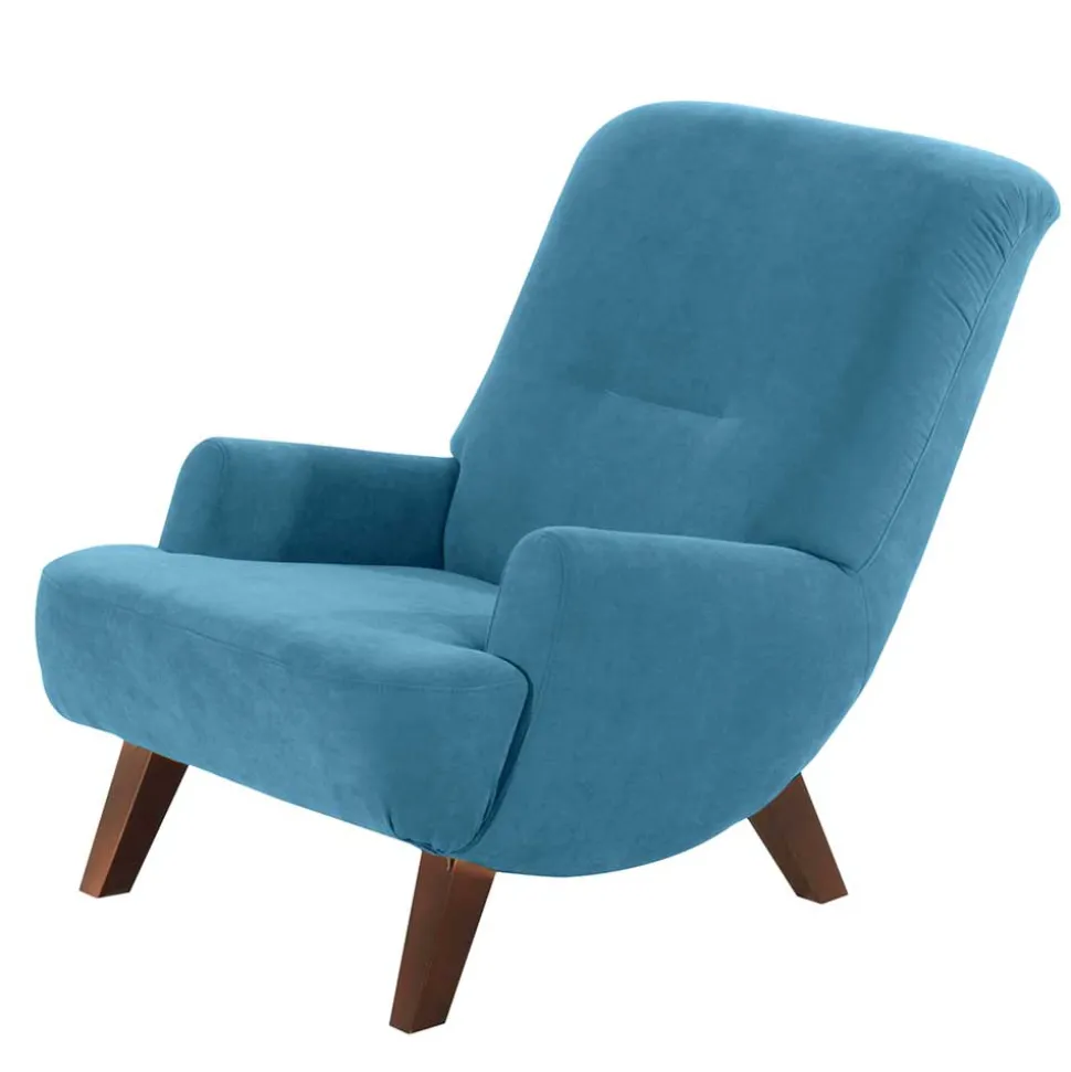 Sessel in Petrol Veloursbezug - Frunz