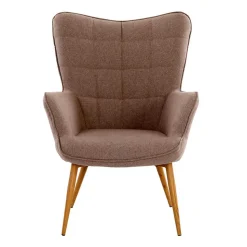 Sessel mit Fußhocker in Beige - Trees (zweiteilig)