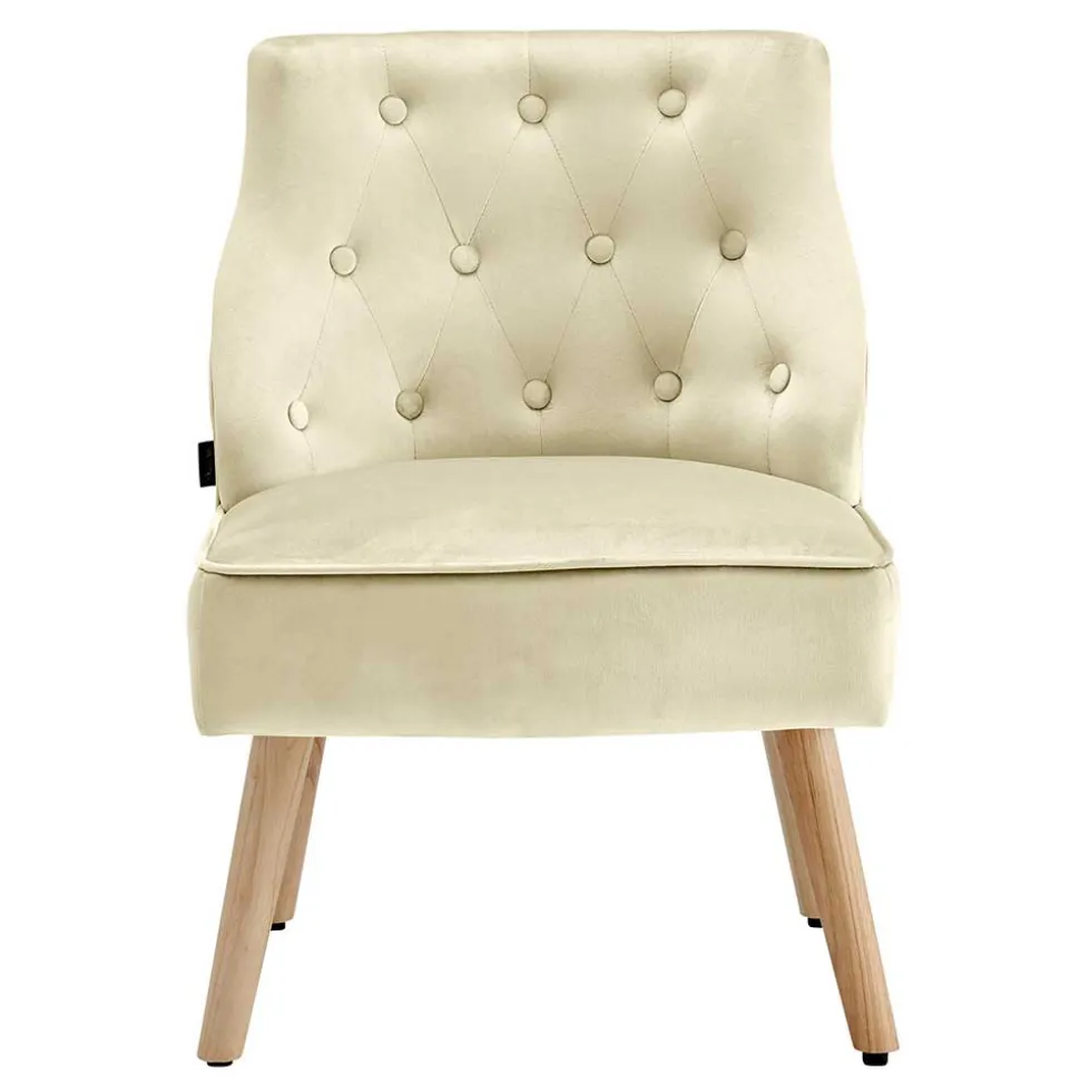 Sessel mit Knopfheftung in Creme Samt - Artling (2er Set)