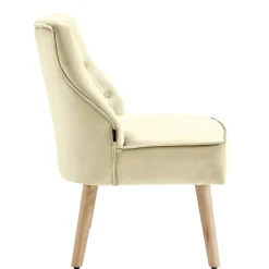 Sessel mit Knopfheftung in Creme Samt - Artling (2er Set)