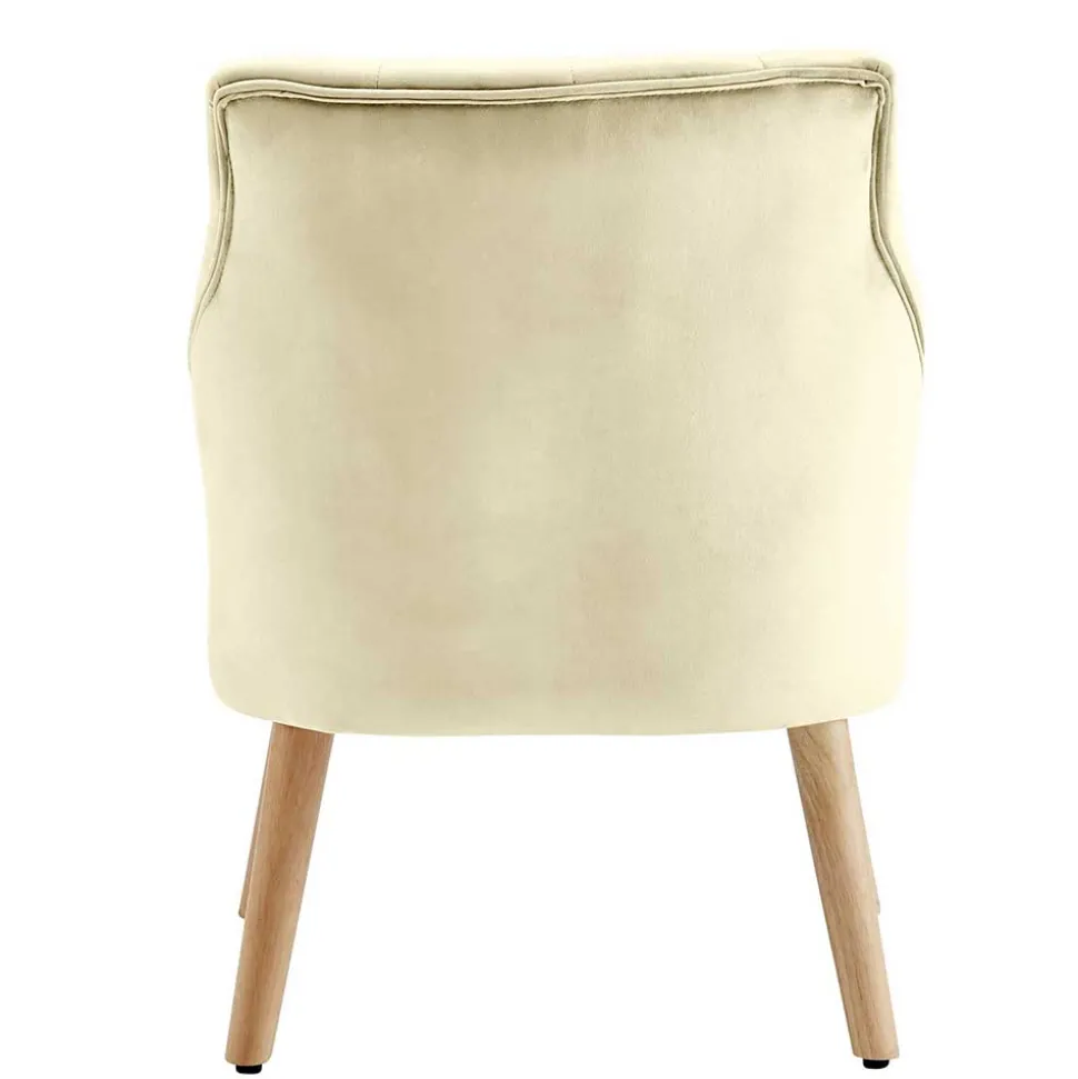 Sessel mit Knopfheftung in Creme Samt - Artling (2er Set)