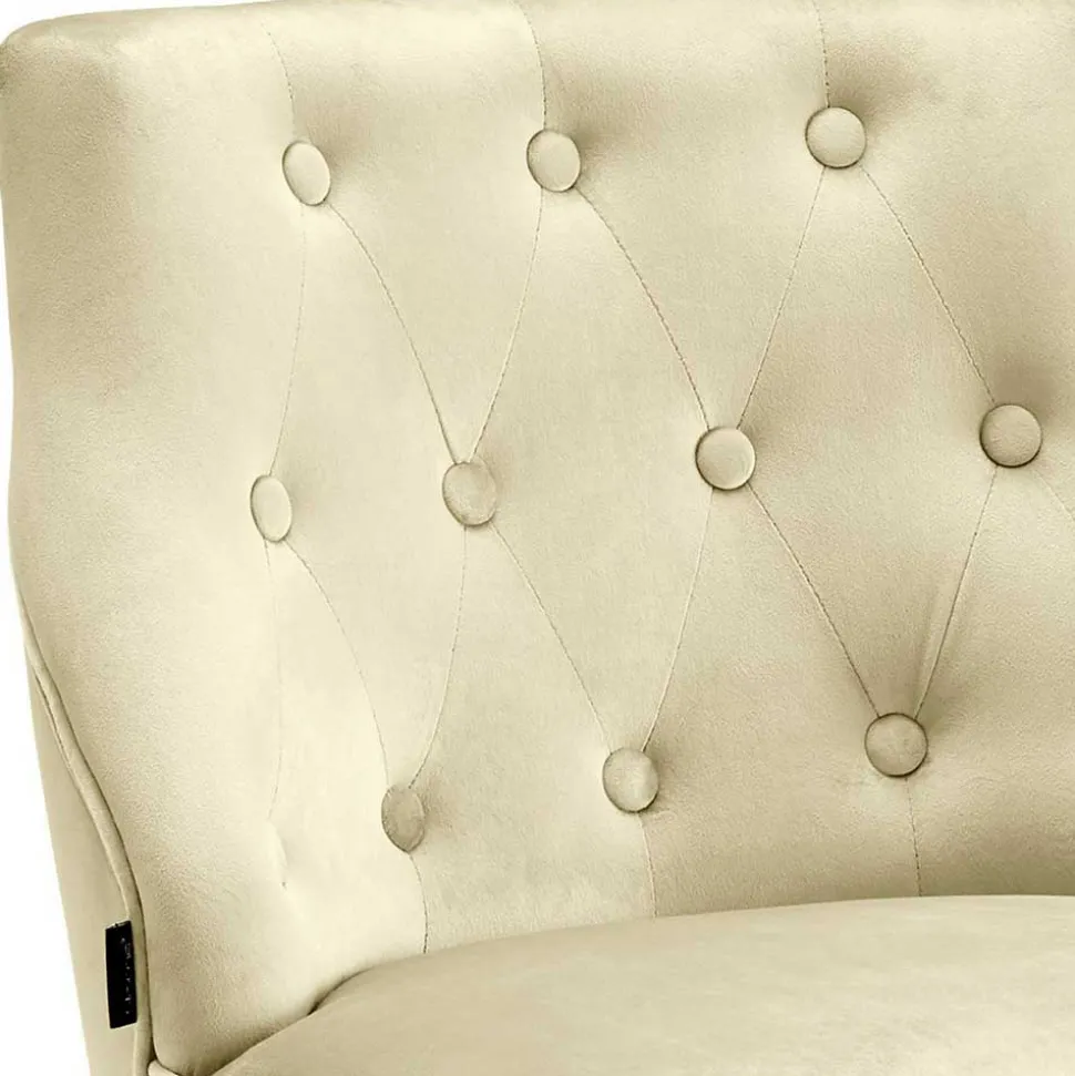 Sessel mit Knopfheftung in Creme Samt - Artling (2er Set)