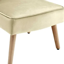 Sessel mit Knopfheftung in Creme Samt - Artling (2er Set)