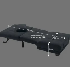 Sessel mit Schlaffunktion in Petrol & Alu - Samuele